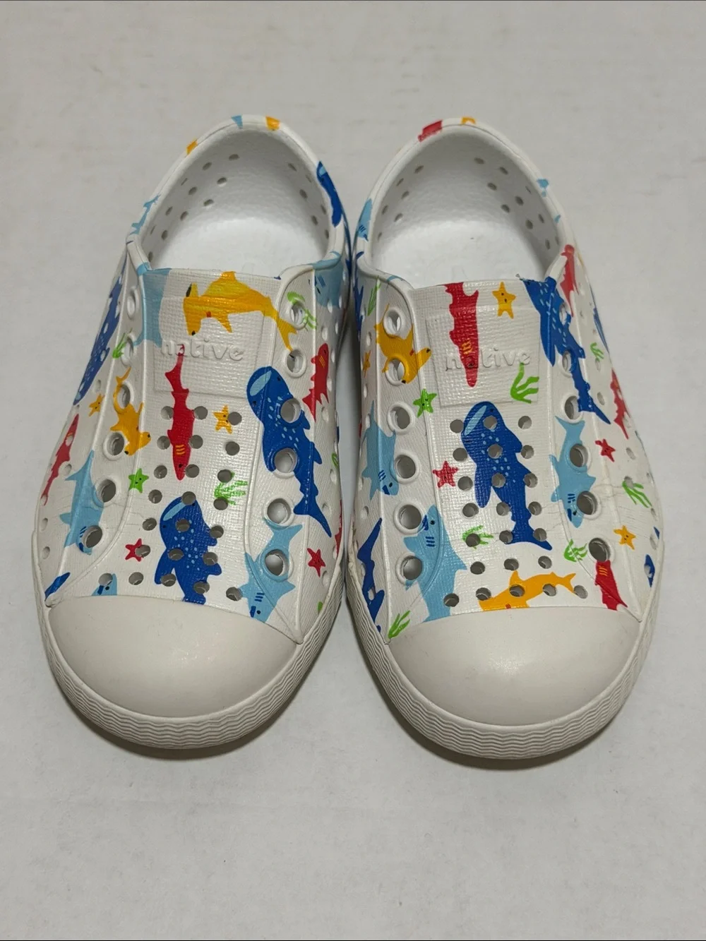 Native Jefferson Water Shoe Sneakers Marine Life Shark Print - Toddler Size 7